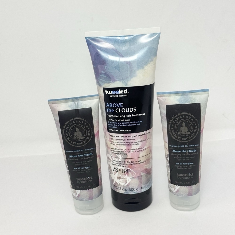 Tweak'd By Nature ABOVE THE CLOUDS Cleansing Hair Treatment 10oz & 3oz X3 SEALED